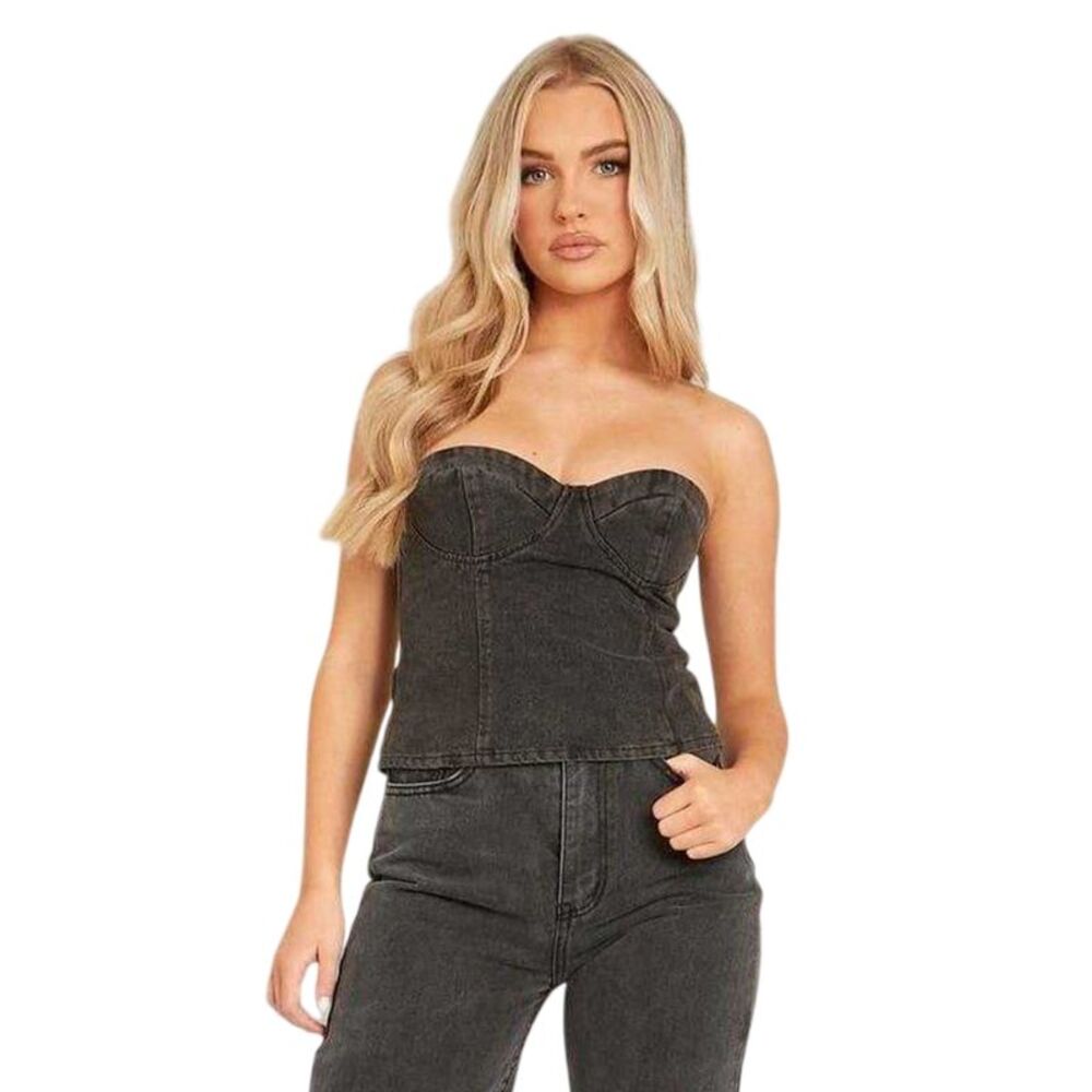 Missy Empire Womens/Ladies Denim Corset Top / Black